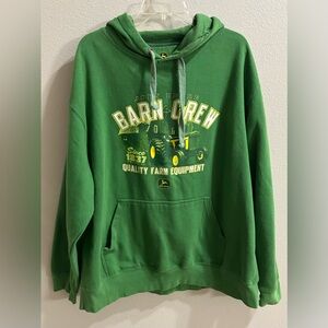 John Deere Hoodie Size XXL Green "Barn Crew" Country Tractor Farm Ranch Outdoor